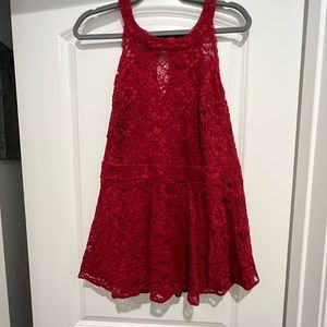 Torrid red lace peplum blouse